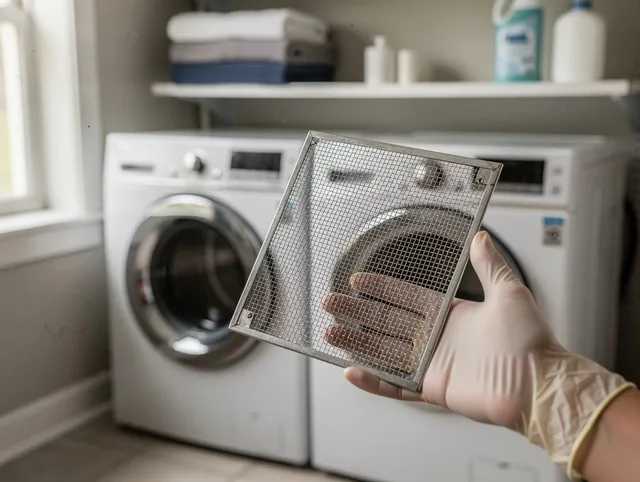 Colorado Springs Dryer Vent Cleaning specialist performing detailed lint trap cleaning service in Colorado Springs
