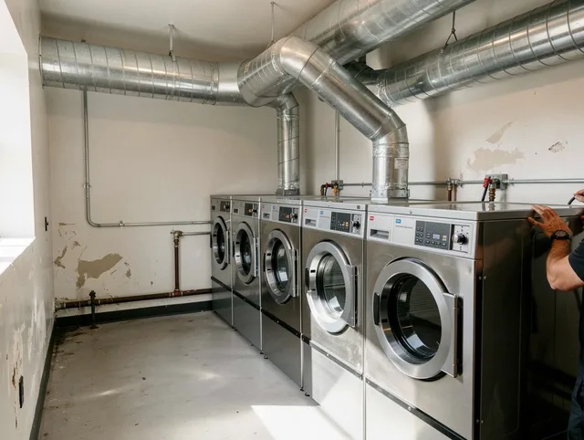 Colorado Springs Dryer Vent Cleaning team performing large-scale commercial dryer vent cleaning in Colorado Springs