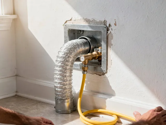 Colorado Springs Dryer Vent Cleaning certified technician performing specialized gas dryer vent cleaning in Colorado Springs